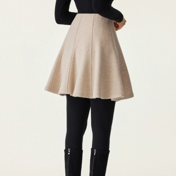 OGL High Waisted Flare Hem Mini Skirt in Heather Oatmeal XL- NEW - Picture 3 of 6